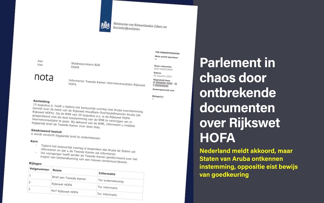 Parlement in chaos door ontbrekende documenten over Rijkswet HOFA