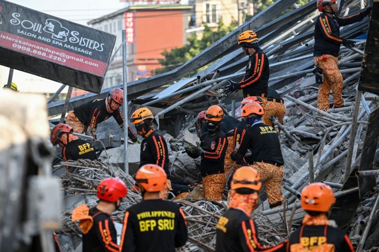 Drie doden en zeventien vermisten na instorting gebouw op Filipijnen Drie doden en zeventien vermisten na instorting gebouw op Filipijnen (Picture by: aljazeera.com)