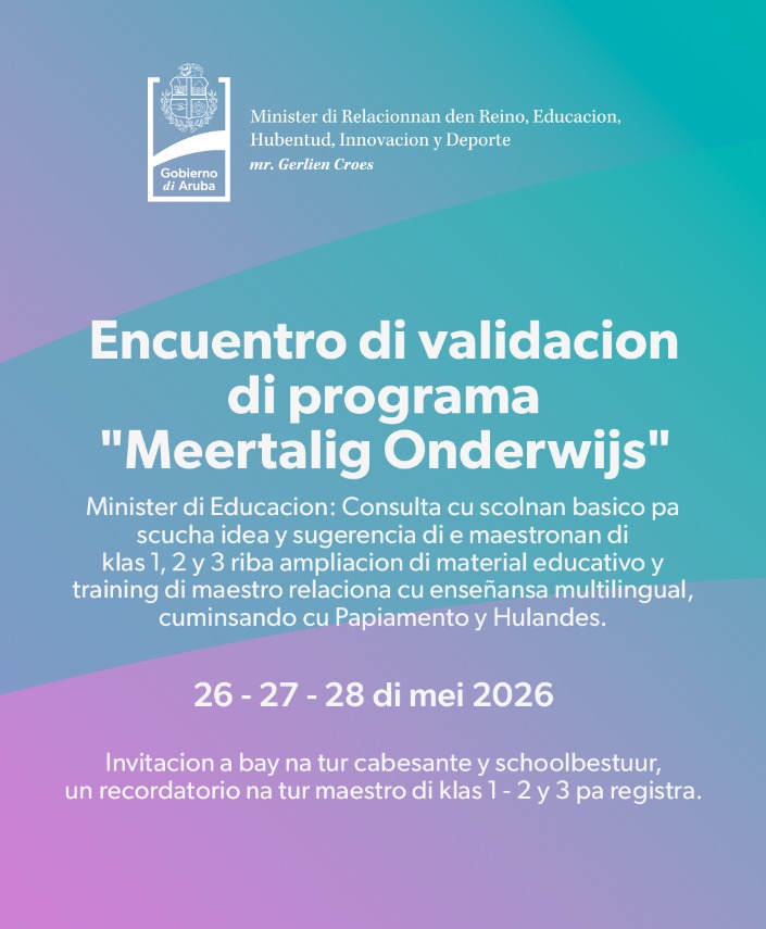Minister Croes bekrachtigt plan voor meertalig onderwijs op basisscholen Minister Croes bekrachtigt plan voor meertalig onderwijs op basisscholen