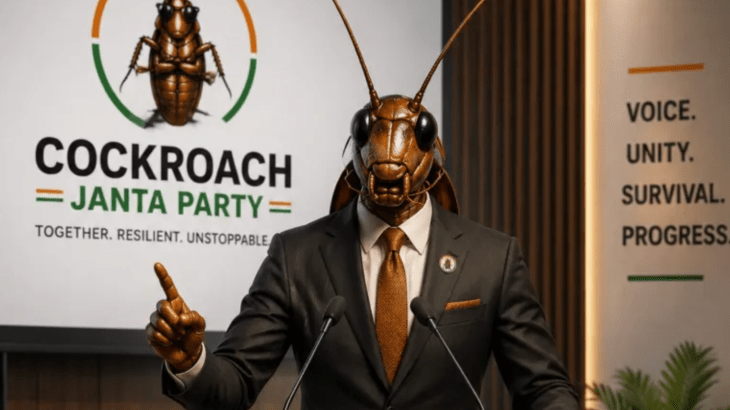 Indiase Gen Z richt satirische 'Kakkerlakkenpartij' op en verovert sociale media (Picture by: aljazeera.com)