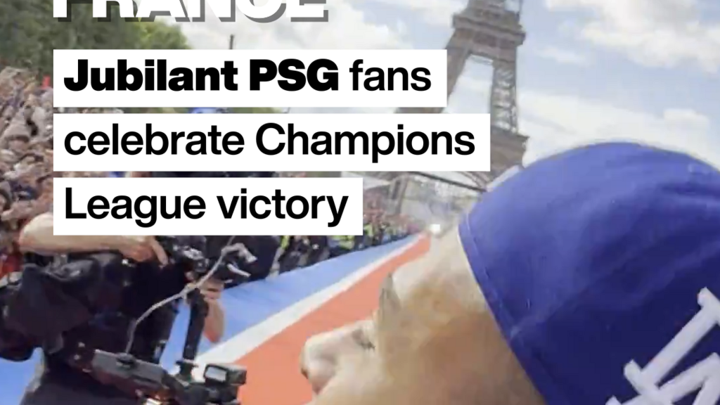 PSG-fans vieren Champions League-titel bij de Eiffeltoren, maar feest ontaardt in rellen (Picture by: s.france24.com)