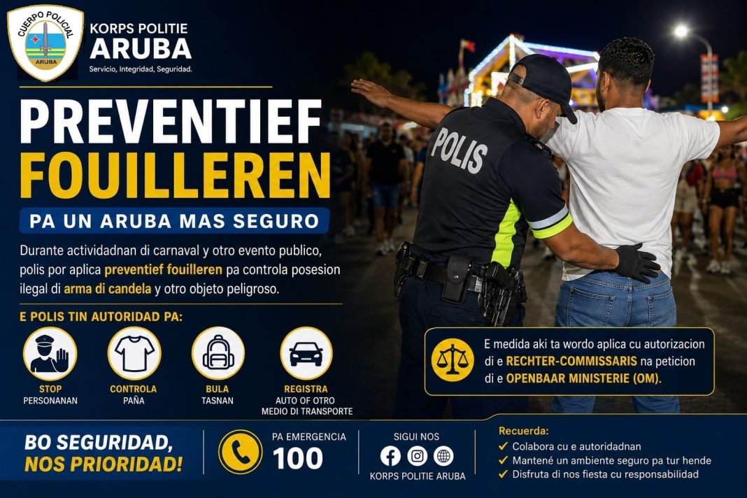 Politie voert preventieve wapencontroles uit in twee gebieden op Aruba dit weekend (Picture by: 24ora.com)