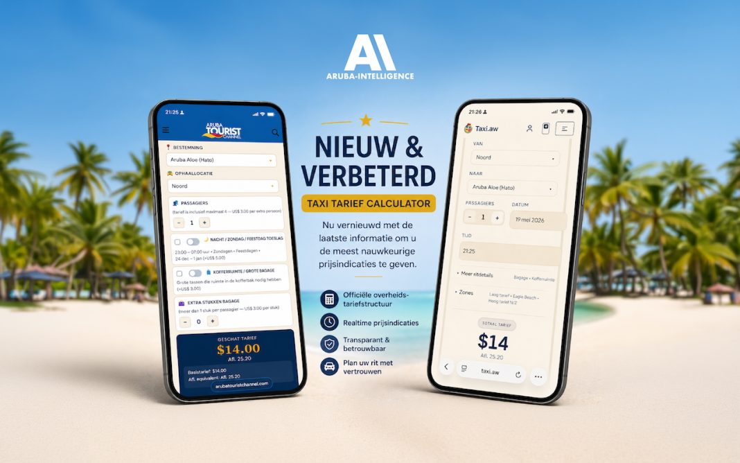 Aruba Tourist Channel vernieuwt Taxi Fare Calculator na lancering nieuwe overheidswebsite Aruba Tourist Channel vernieuwt Taxi Fare Calculator na lancering nieuwe overheidswebsite