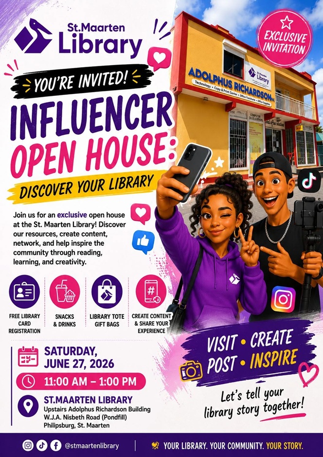 Bibliotheek Sint Maarten organiseert speciale open dag met influencers (Picture by: 721news.com)