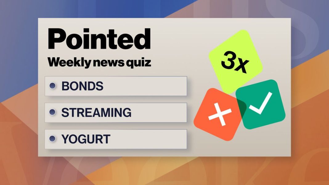 Bloomberg-quiz: presentatoren testen hun kennis over obligaties, streaming en yoghurt Bloomberg-quiz: presentatoren testen hun kennis over obligaties, streaming en yoghurt (Picture by: assets.bwbx.io)