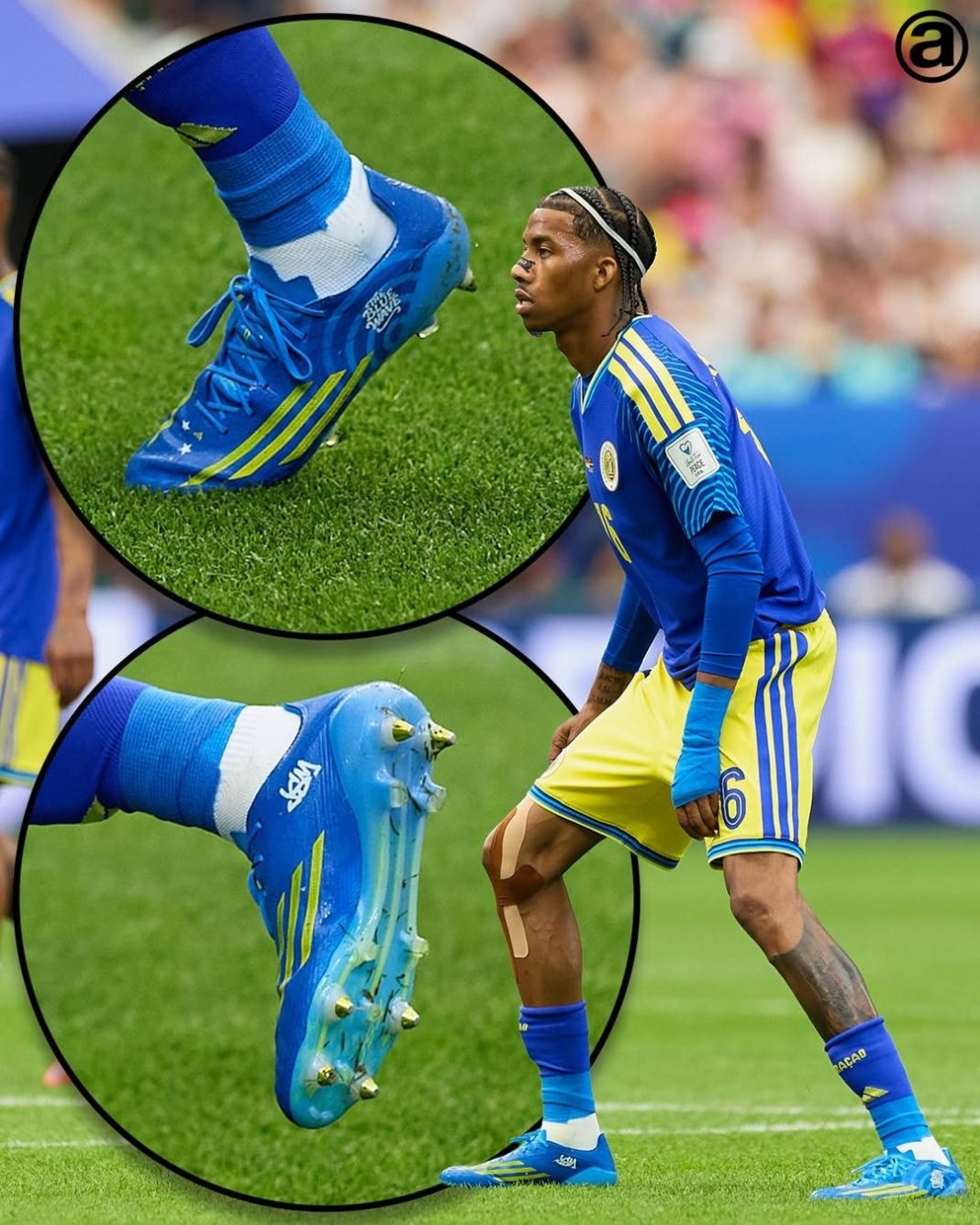 Curaçaos speler combineert schoenen en tenue opvallend bij WK 2026 (Photo by: footyheadlines.com)