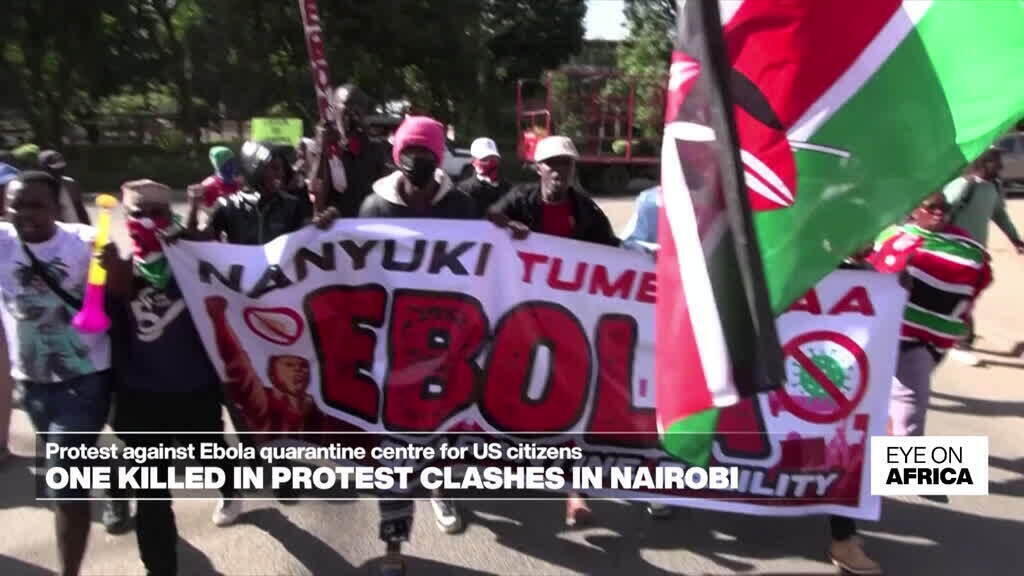 Dode bij protest in Kenia tegen Amerikaans ebolacentrum Dode bij protest in Kenia tegen Amerikaans ebolacentrum (Picture by: s.france24.com)