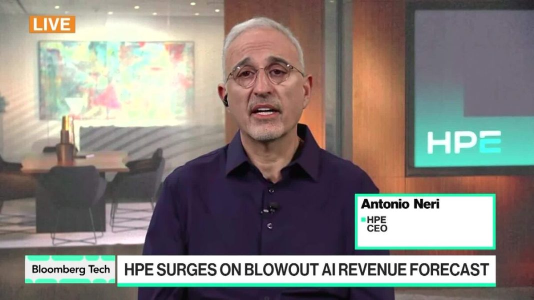 HPE-aandelen schieten omhoog na indrukwekkende AI-omzetprognose HPE-aandelen schieten omhoog na indrukwekkende AI-omzetprognose (Picture by: assets.bwbx.io)