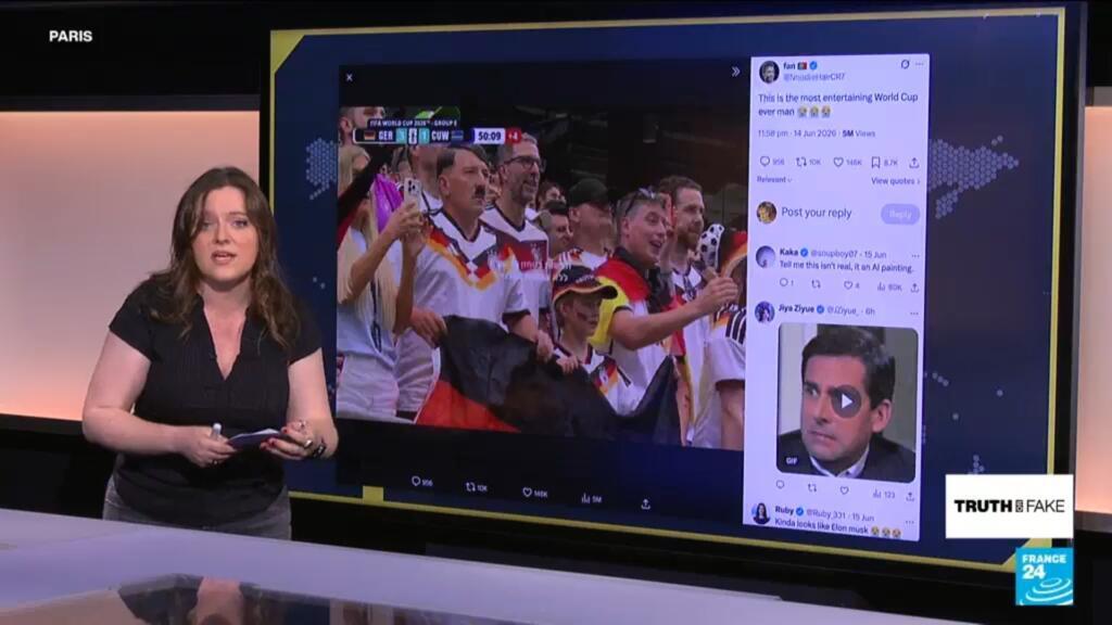Nep-Hitler en AI-vrouwen: desinformatie overspoelt sociale media tijdens WK Nep-Hitler en AI-vrouwen: desinformatie overspoelt sociale media tijdens WK (Picture by: s.france24.com)