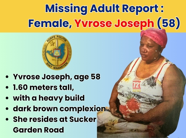 Politie Sint Maarten zoekt vermiste vrouw Yvrose Joseph (58) (Picture by: 721news.com)