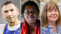 Rugbyster Sinfield en kinderboekenschrijvers Blackman en Donaldson onderscheiden door Britse koning Rugbyster Sinfield en kinderboekenschrijvers Blackman en Donaldson onderscheiden door Britse koning (Picture by: ichef.bbci.co.uk)