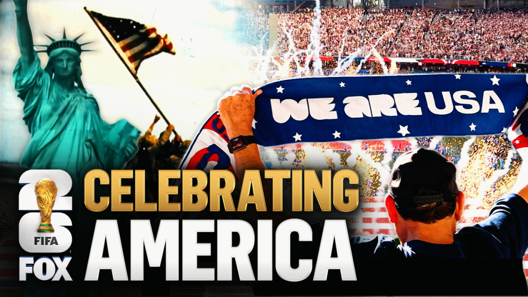 Amerikaanse vlag gehesen ter ere van 250 jaar, voorbereidingen WK 2026 Amerikaanse vlag gehesen ter ere van 250 jaar, voorbereidingen WK 2026 (Photo by: foxsports.com)