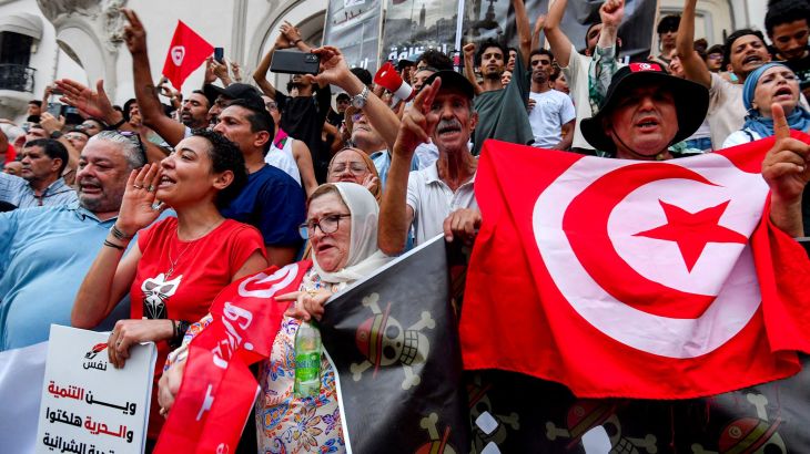 Duizenden demonstranten eisen aftreden president Saied in Tunesië (Picture by: aljazeera.com)