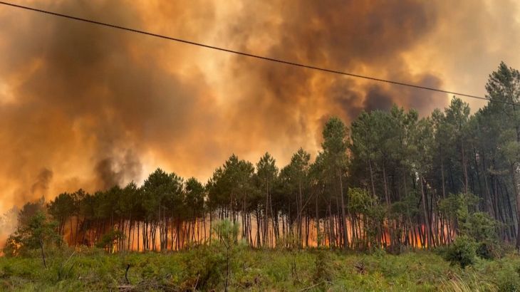 Uitgezaaide bosbrand veroorzaakt evacuatie van duizenden in Bordeaux Uitgezaaide bosbrand veroorzaakt evacuatie van duizenden in Bordeaux (Picture by: aljazeera.com)
