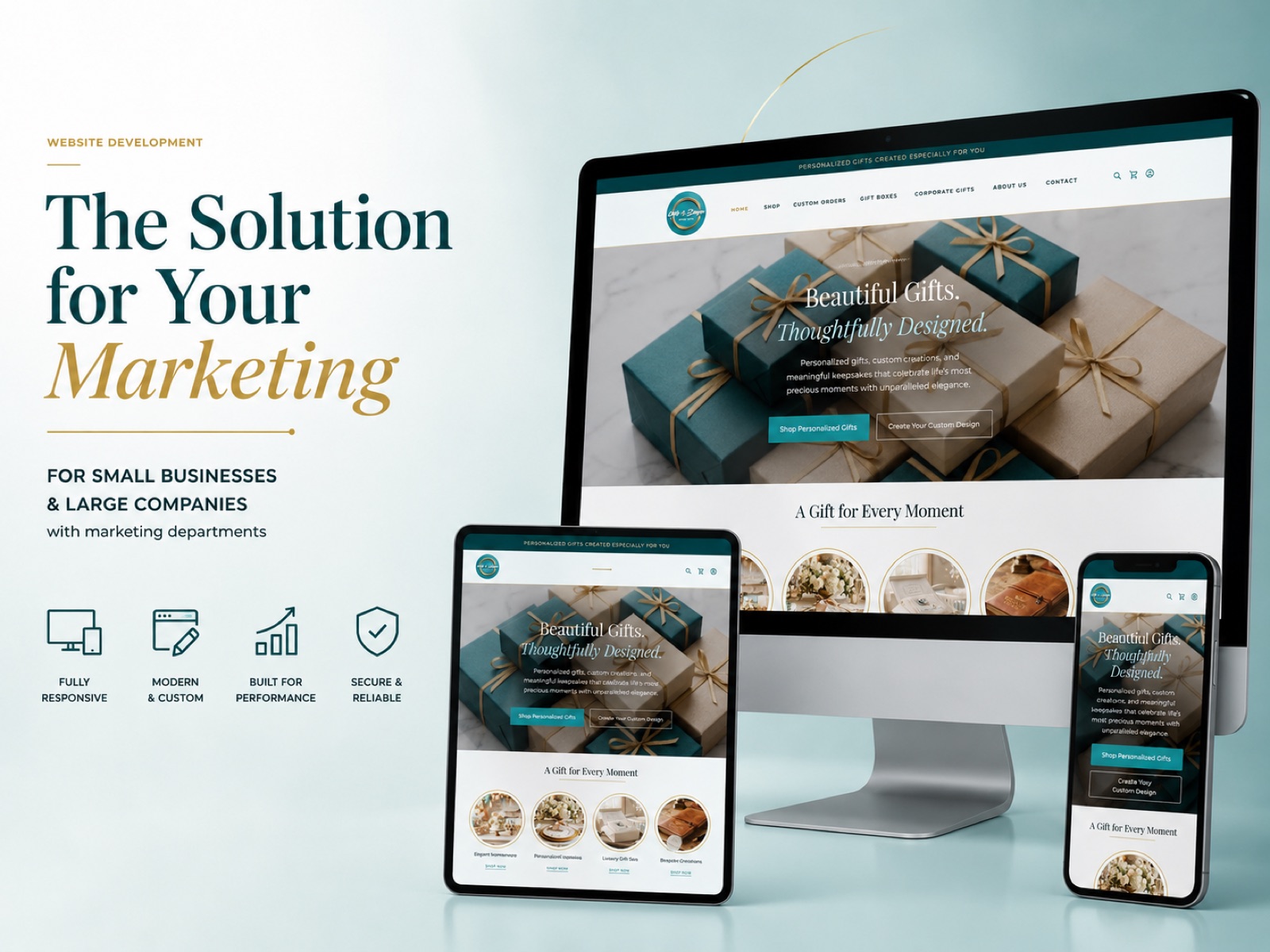 Responsive website shown on desktop, tablet and phone — website development by Quantum Quorum Media