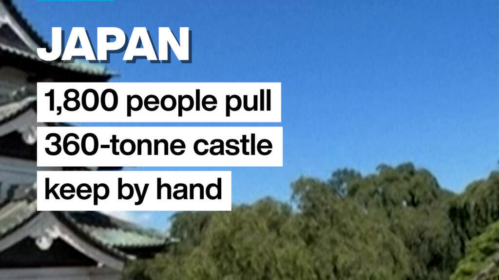 1800 mensen verplaatsen met de hand het 360 ton zw 1.800 mensen verplaatsen met de hand het 360 ton zware kasteel van Hirosaki (Picture by: s.france24.com)