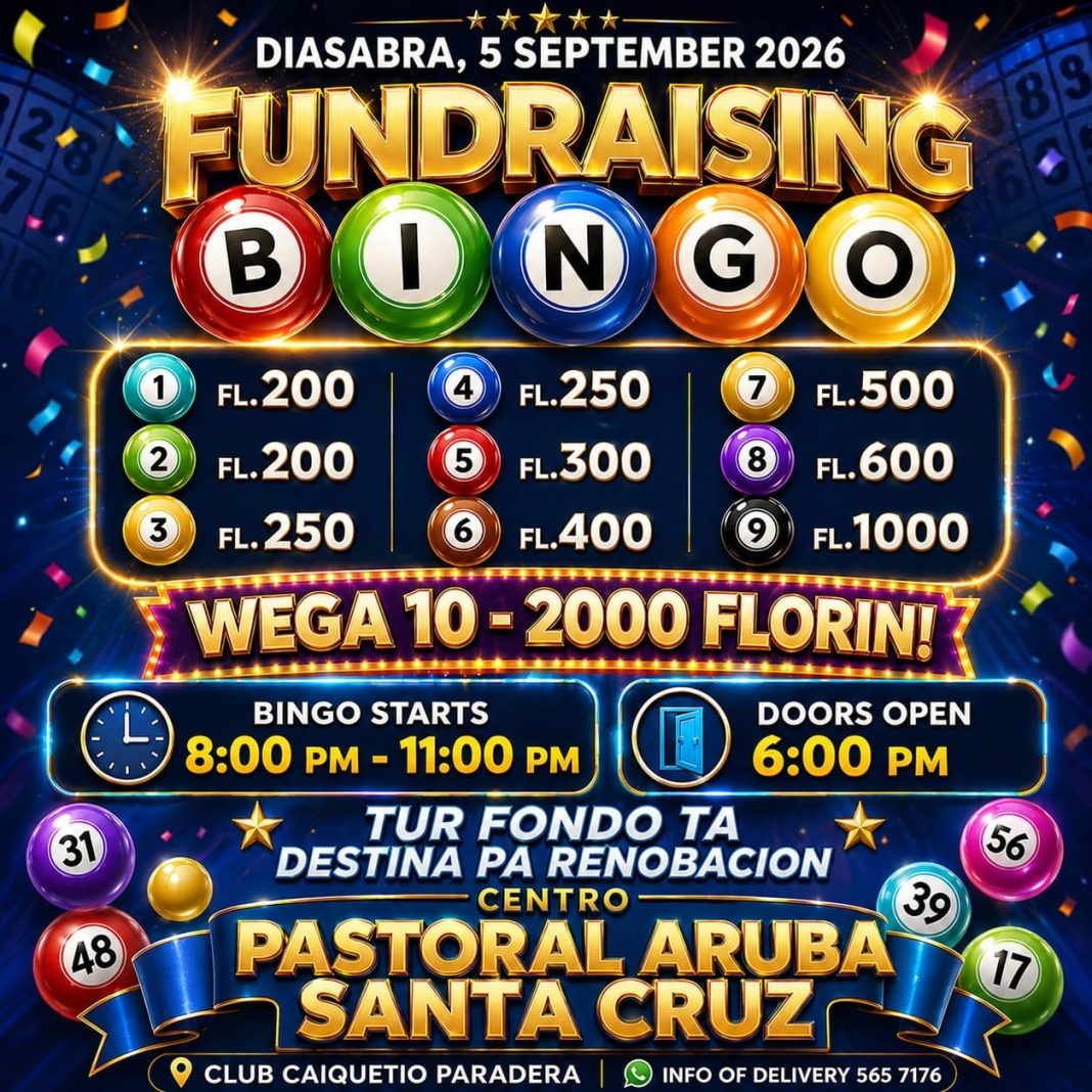 Bingo-evenement gepland om fondsen te werven voor renovatie Centro Pastoral Aruba Bingo-evenement gepland om fondsen te werven voor renovatie Centro Pastoral Aruba (Picture by: solodipueblo.com)
