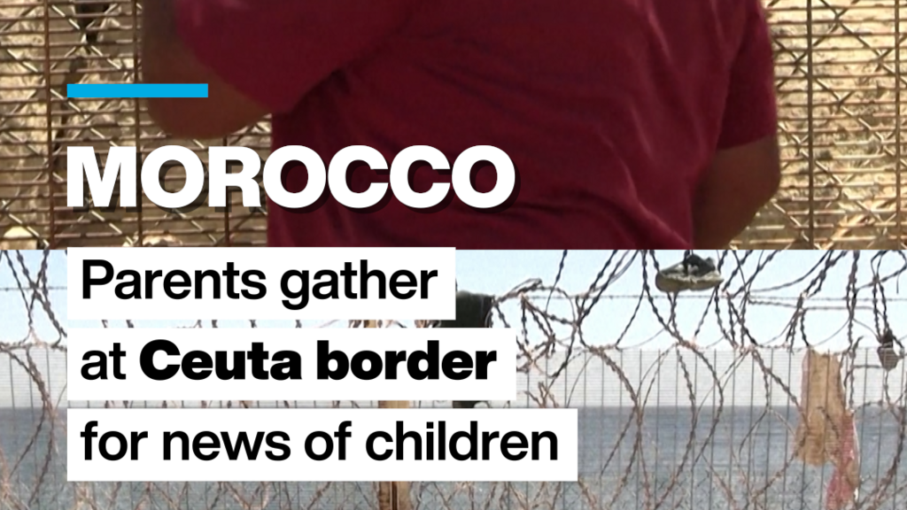 Desperate ouders verzamelen aan de grens bij Ceuta (Picture by: s.france24.com)