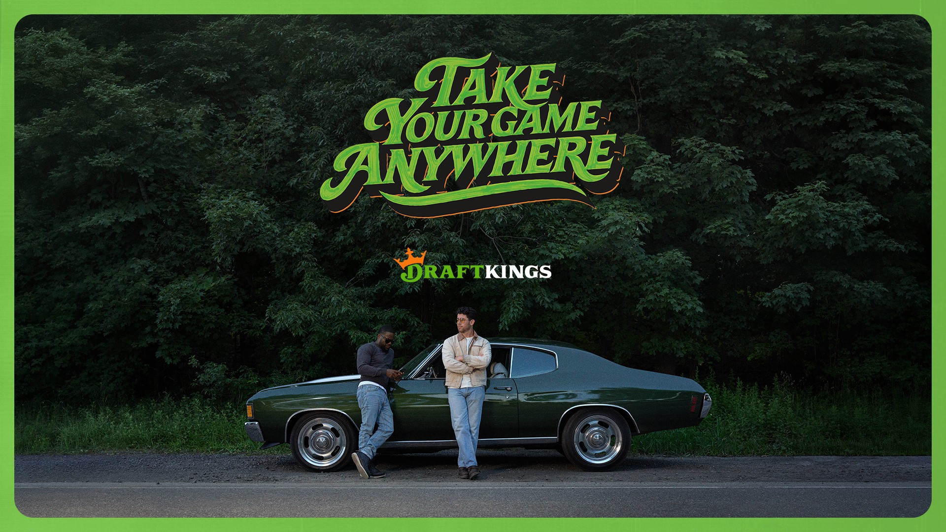 DraftKings zet Kevin Hart en Nick Jonas in voor ro DraftKings zet Kevin Hart en Nick Jonas in voor roadtrip-commercial over weddenschappen (Picture by: variety.com)