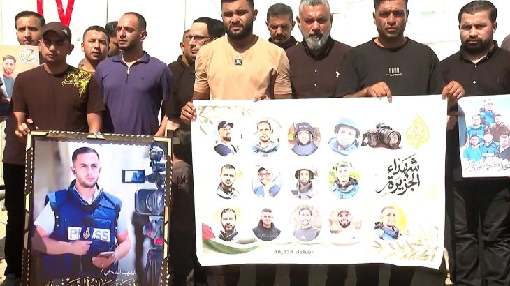 Gezamenlijke herdenking voor Al Jazeera-journalisten in Gaza (Picture by: aljazeera.com)