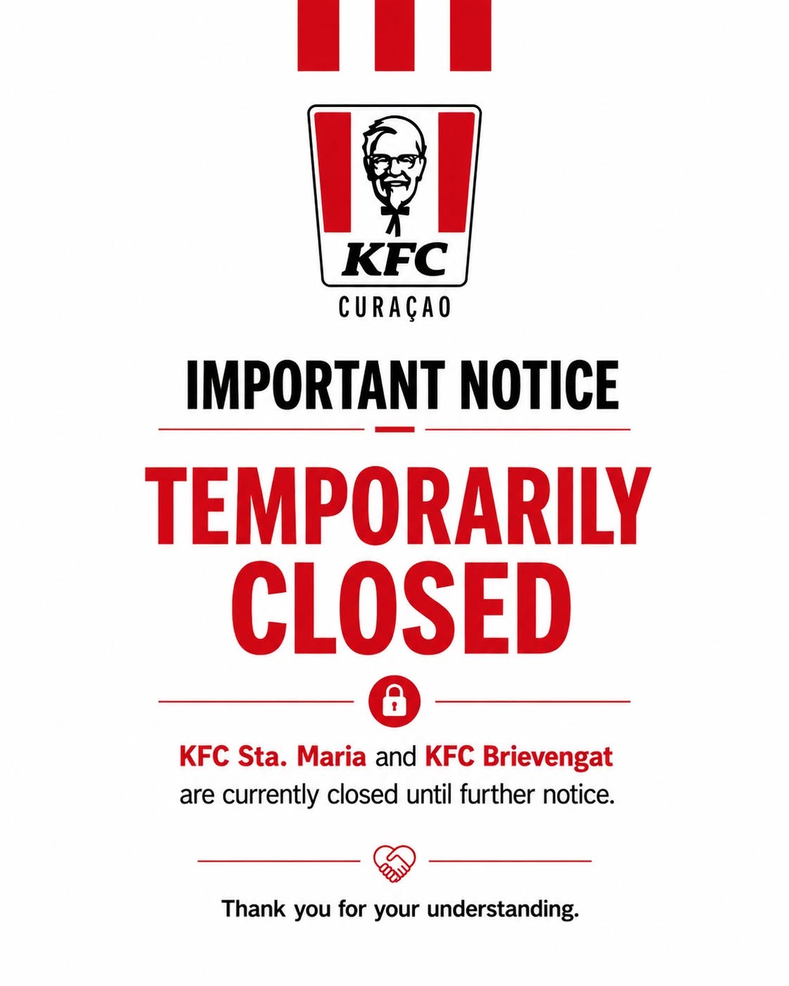 Twee KFC-restaurants gesloten na inbraken Twee KFC-restaurants gesloten na inbraken (Picture by: paradisefm.cw)