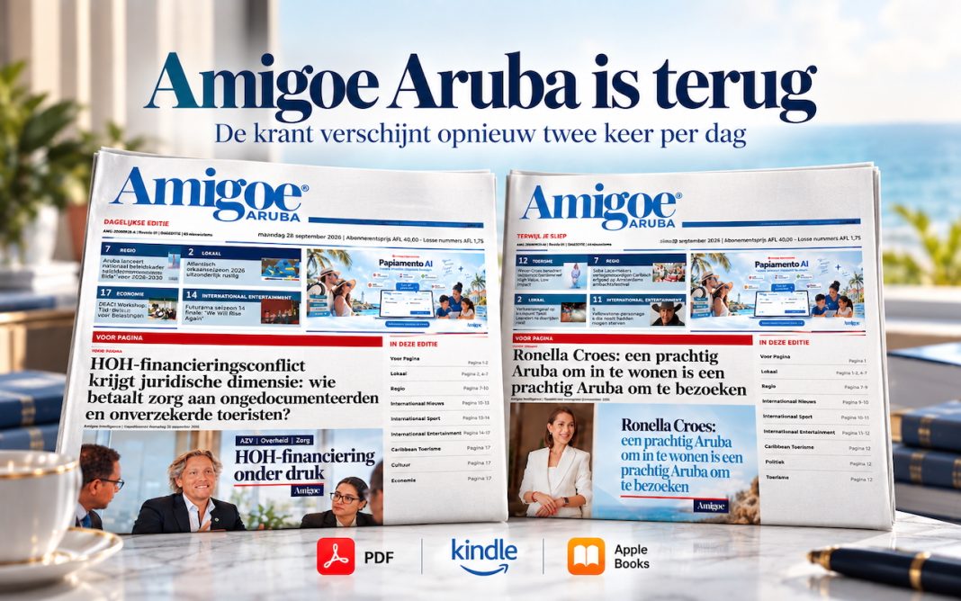 Amigoe Aruba is terug: de krant verschijnt opnieuw twee keer per dag Amigoe Aruba is terug: de krant verschijnt opnieuw twee keer per dag