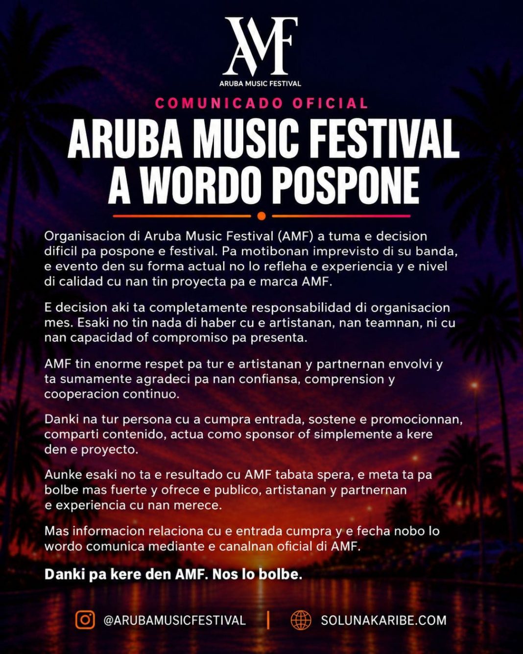 Aruba Music Festival van 11–13 september gaat niet door (Picture by: 24ora.com)