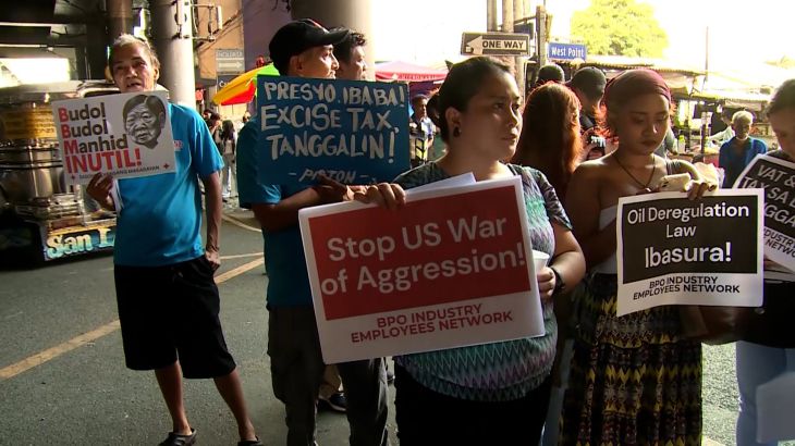 Duizenden chauffeurs in Manila staken drie dagen om stijgende brandstofprijzen (Picture by: aljazeera.com)