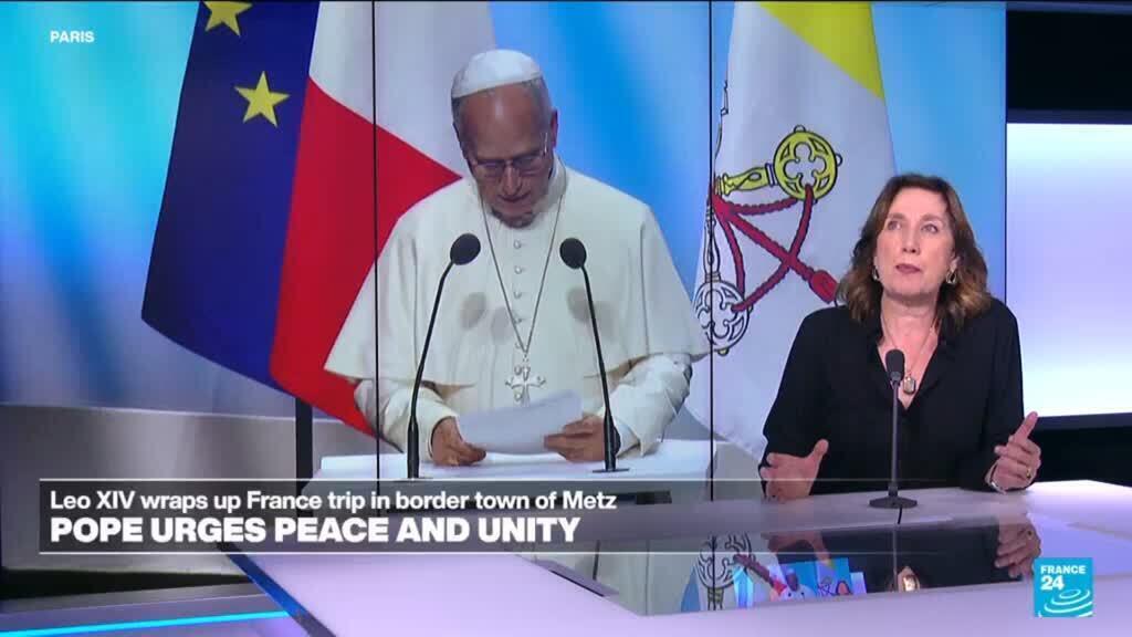 Paus Leo sluit 'zeer succesvol' bezoek aan Frankrijk af met toespraak in Metz (Picture by: s.france24.com)