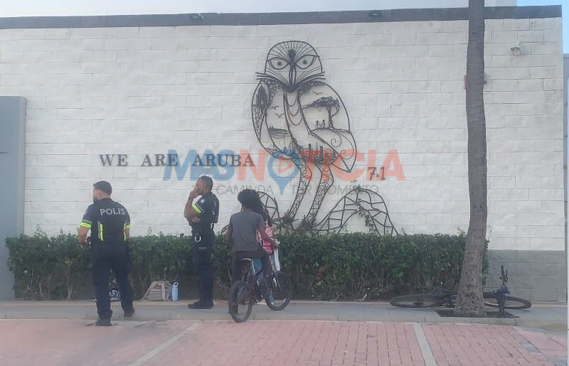 Politie aanwezig bij Bibliotheek San Nicolas na ongeregeldheden (Picture by: masnoticia.com)