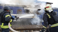 Russische drone treft trein bij Oekraïne-Polen grens Russische drone treft trein vlak nadat Boris Johnson en Europese veiligheidstoppers vertrokken (Picture by: ichef.bbci.co.uk)