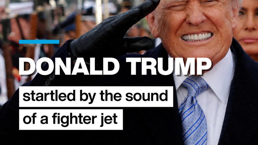 Trump opgeschrikt door geluid straaljager tijdens militaire ceremonie (Picture by: s.france24.com)