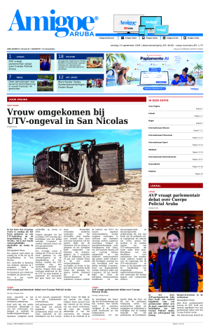 Amigoe Daily Krant — Dageditie — zondag 13 september 2026 — 17:00