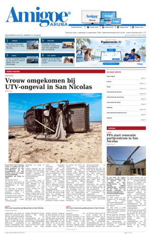 Amigoe Daily Krant — Terwijl je sliep — maandag 14 september 2026 — 07:00