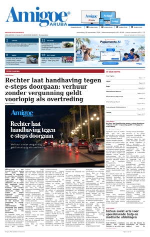 Amigoe Daily Krant — Dageditie — woensdag 16 september 2026 — 17:00
