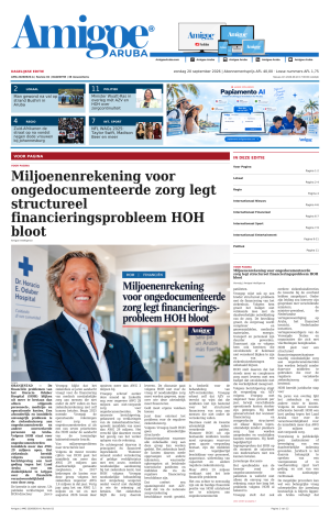 Amigoe Daily Krant — Dagelijkse Editie — zondag 20 september 2026 — 17:00