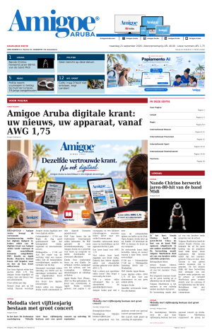 Amigoe Daily Krant — Dagelijkse Editie — maandag 21 september 2026 — 17:00